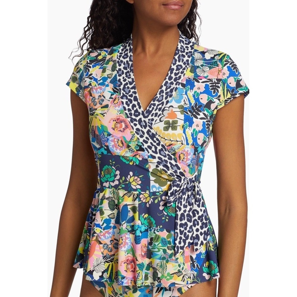 Johnny Was CSW7620 Women Size Small Layla Floral Wrap Tankini Top Multi